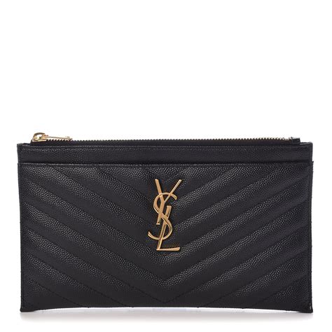 Saint Laurent Grain De Poudre Chevron Monogram Bill Pouch 